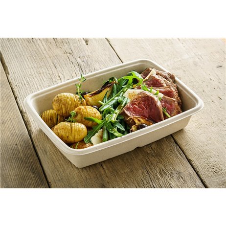 75 stk. Bagasse bakke - 22,9x16,5x4,8cm, 950 ml