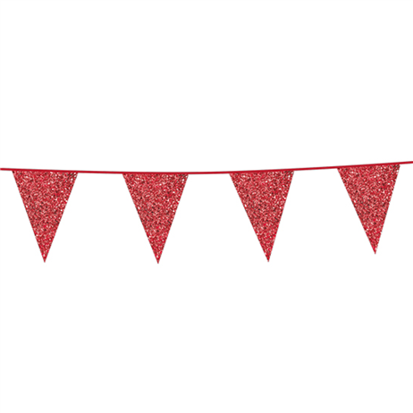 6 m. Vimpler med glitter røde XL flag 6 m. Vimpler med glitter røde XL flag