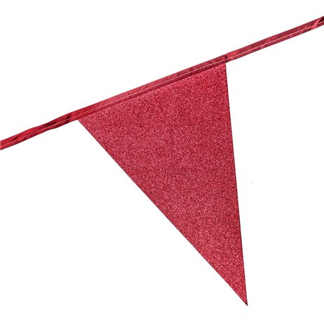 6 m. Vimpler med glitter røde XL flag
