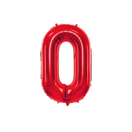Rød 0 tal ballon -  ca 86 cm