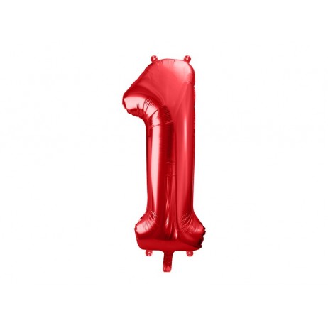 Rød 1 tal ballon -  ca 86 cm