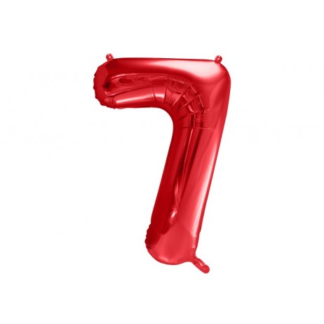 Rød 7 tal ballon -  ca 86 cm