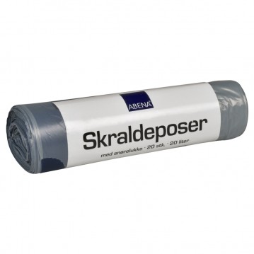 20 stk Skraldeposer 20 liter - grå med snøreluk