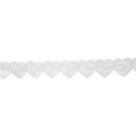 Papir guirlande hvide hjerter 6m Papir guirlande hvide hjerter 6m
