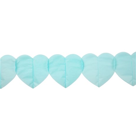 Papir guirlande lyseblå hjerter 6m