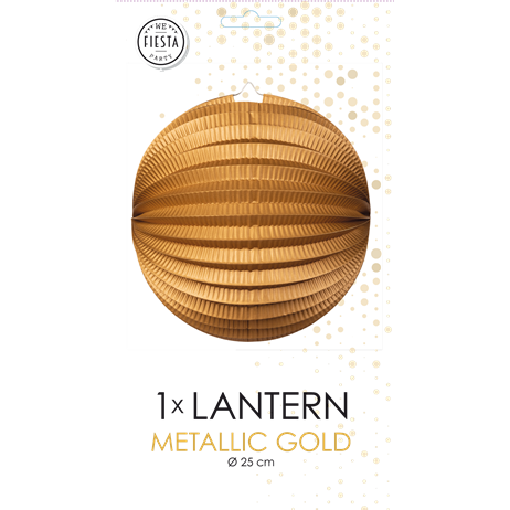 Kinesiske rund papirlanterner - Guld metallic Ø25 cm