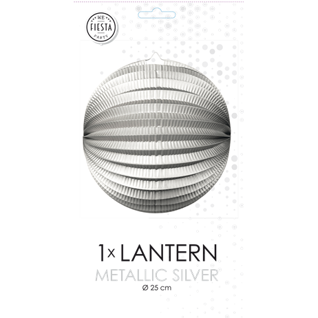 Kinesiske rund papirlanterner - Sølv metallic Ø25 cm