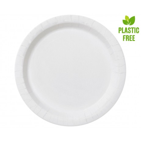 8 stk . Papirtallerkener hvide 23 cm - (Plastfri)