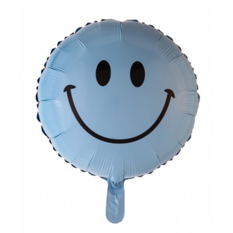 Smiley lyseblå folieballoner 18"