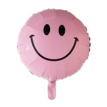Smiley lyserød folieballoner 18