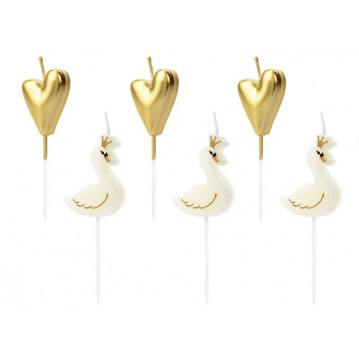 6 stk Cupcake lys - Svane og hjerter 6 stk Cupcake lys - Svane og hjerter
