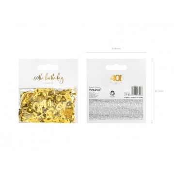 15 gr. Guld 40 år Metallic konfetti 15 gr. Guld 40 år Metallic konfetti