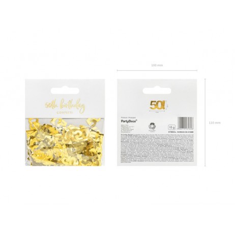 15 gr. Guld 50 år Metallic konfetti 15 gr. Guld 50 år Metallic konfetti