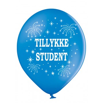 10 stk. Latexballoner Tillykke Student blå og hvid 30 cm - Perfekt til festdekoration
