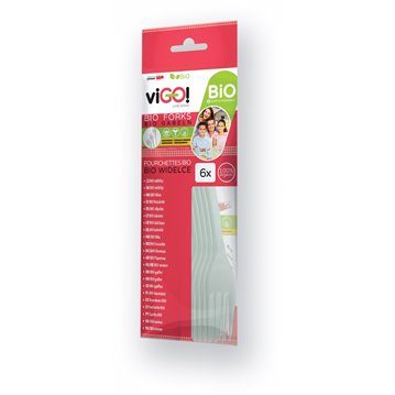 6 stk Bionedbrydelig plastik gafler - hvid 6 stk Bionedbrydelig plastik gafler - hvid