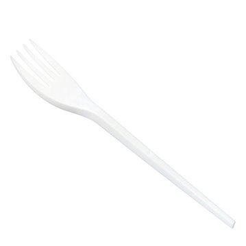 6 stk Bionedbrydelig plastik gafler - hvid 6 stk Bionedbrydelig plastik gafler - hvid