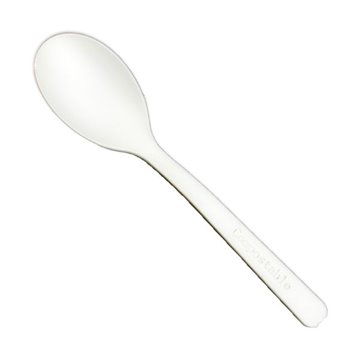 6 stk Bionedbrydelig plastik teskeer - hvid 6 stk Bionedbrydelig plastik teskeer - hvid