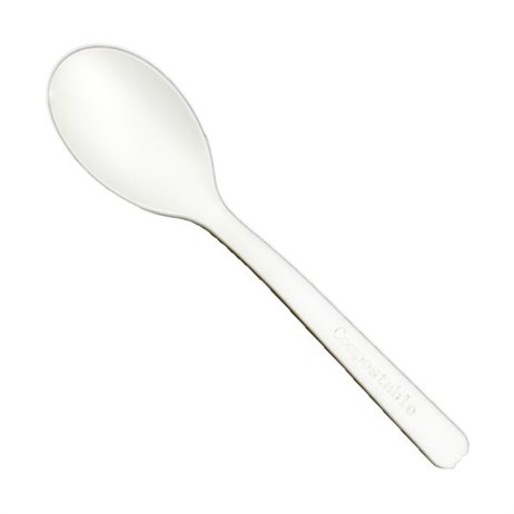 6 stk Bionedbrydelig plastik teskeer - hvid 6 stk Bionedbrydelig plastik teskeer - hvid