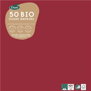 50 stk. Bordeaux Duni frokostservietter - 3 lags 50 stk. Bordeaux Duni frokostservietter - 3 lags
