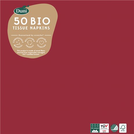 50 stk. Bordeaux Duni frokostservietter - 3 lags 50 stk. Bordeaux Duni frokostservietter - 3 lags
