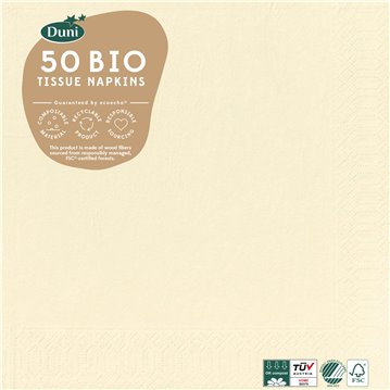 50 stk. Creme Duni frokostservietter - 3 lags 50 stk. Creme Duni frokostservietter - 3 lags