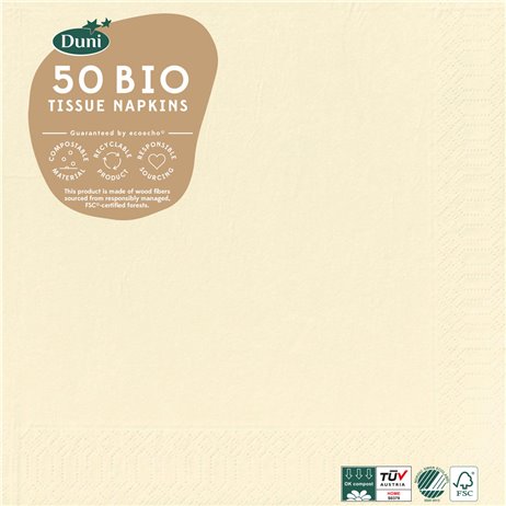50 stk. Creme Duni frokostservietter - 3 lags 50 stk. Creme Duni frokostservietter - 3 lags