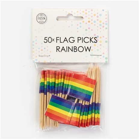 50 stk Kageflag Regnbue Pride på træpind