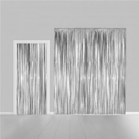Sølv lametta - dørforhæng - 100x240cm