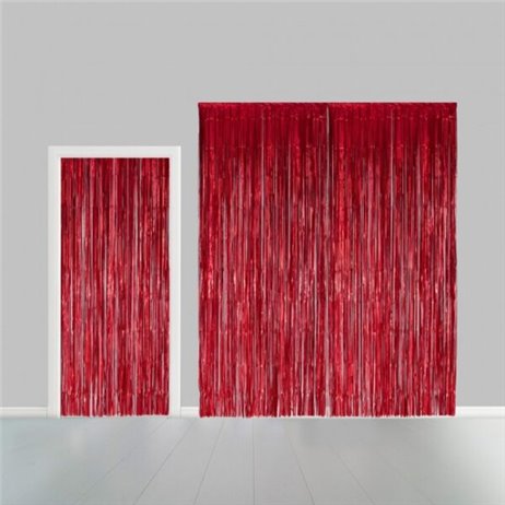 Rød lametta - dørforhæng - 100x240cm