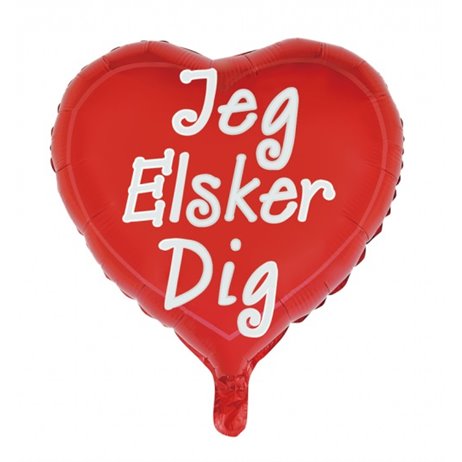 Rødt hjerte med Jeg elsker dig 18" folieballon