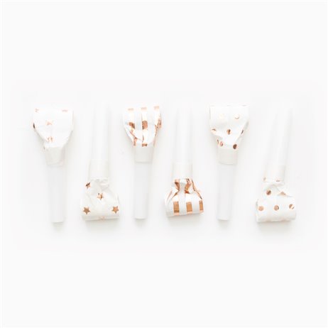6 stk Party rysler Rose gold design - Blowouts 6 stk Party rysler Rose gold design - Blowouts