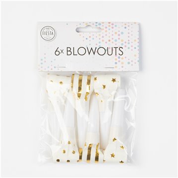 6 stk Party rysler Guld design - Blowouts 6 stk Party rysler Guld design - Blowouts