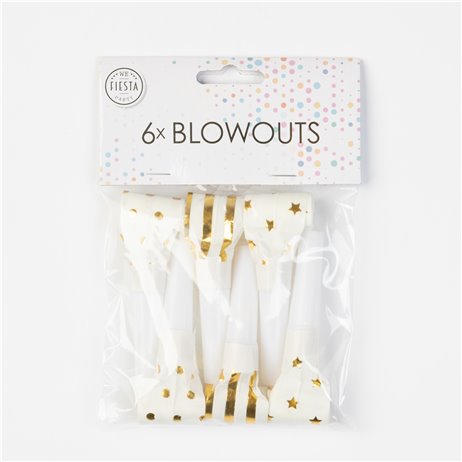 6 stk Party rysler Guld design - Blowouts 6 stk Party rysler Guld design - Blowouts