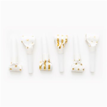 6 stk Party rysler Guld design - Blowouts 6 stk Party rysler Guld design - Blowouts