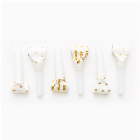 6 stk Party rysler Guld design - Blowouts 6 stk Party rysler Guld design - Blowouts