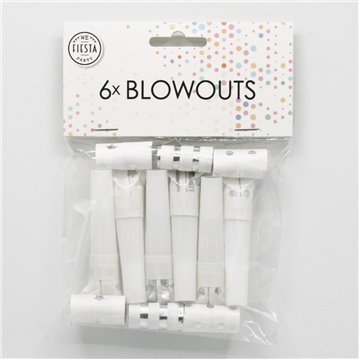 6 stk Party rysler Sølv design - Blowouts 6 stk Party rysler Sølv design - Blowouts
