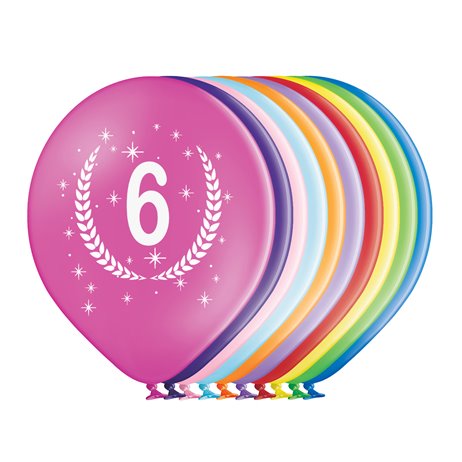 10 stk. 6 års fødselsdag balloner
