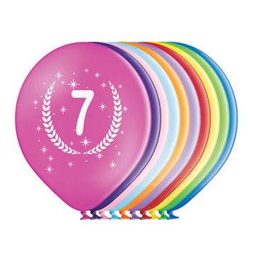 10 stk. Fødselsdagsballoner 7 år Mix farver Latex – Perfekt til Lofter & Dansegulve