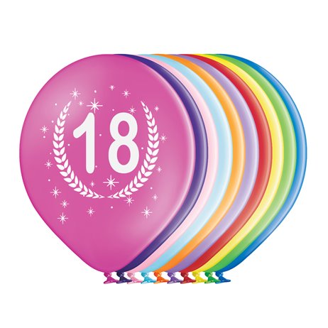 10 stk. 18 års fødselsdag mix balloner 10 stk. 18 års fødselsdag mix balloner