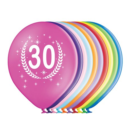 10 stk. 30 års fødselsdag balloner