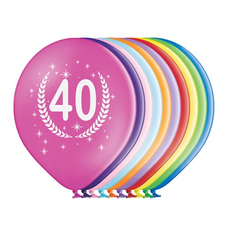 10 stk. 40 års fødselsdag balloner