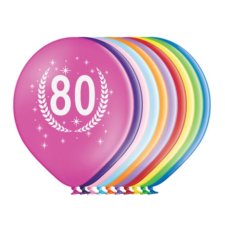 10 stk. 80 års fødselsdag balloner