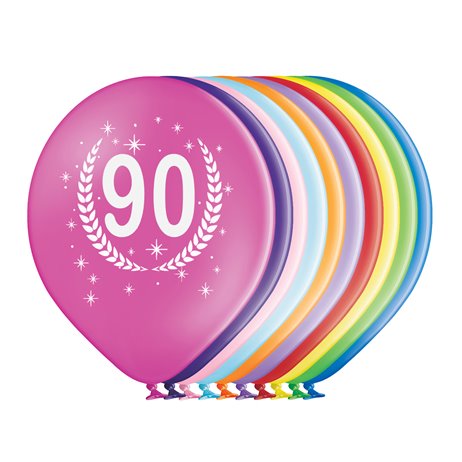 10 stk. 90 års fødselsdag balloner