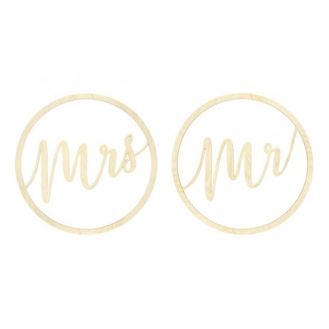 Træ dekorative skilte Mrs - Mr sæt Træ dekorative skilte Mrs - Mr sæt