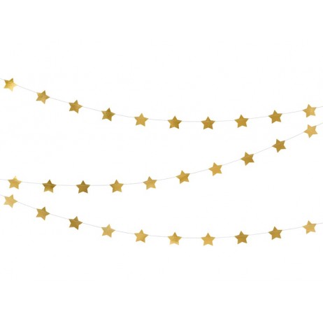 3,6m Guirlande med stjerne - Guld
