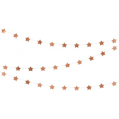 3,6m Guirlande med stjerne - Rose guld