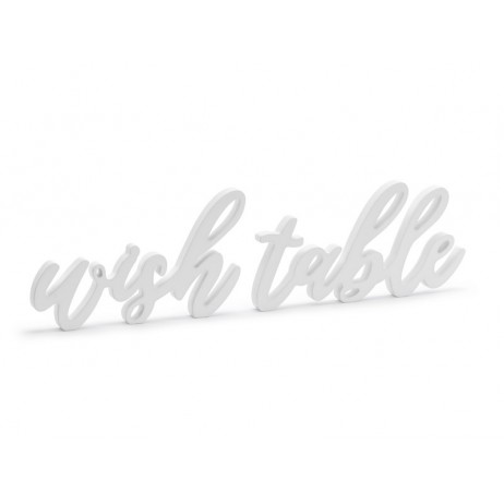 Træskilt Wish table - hvid 40x10cm