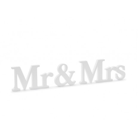 Træskilt med budskab "Mr & Mrs" til Bryllup