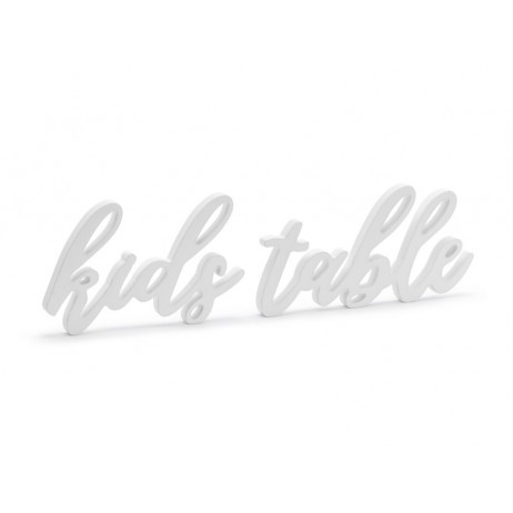 Træskilt Kids table - hvid 38x10cm