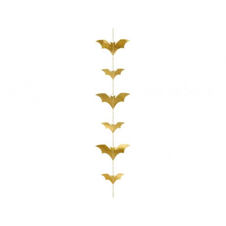 1,5m Guirlande med flagermus - Metalic guld